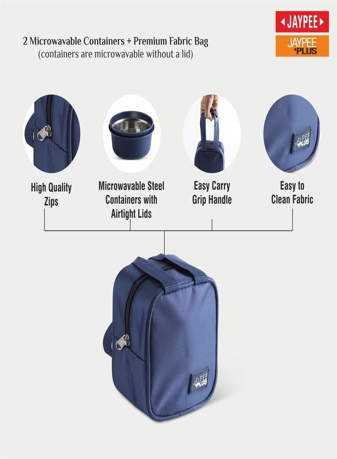 جايبي بلس علبة غداء جاي بي بلس هوم بايتس للمكتب، سعة 830 مل، محكمة الإغلاق، بثلاثة أقسام (2 × 390 مل، 1 × 50 مل)، مانعة للتسرب، وعاءان داخليان من الفولاذ المقاوم للصدأ آمنان للاستخدام في الميكروويف، مع حقيبة معزولة، وملعقة وشوكة، لون أزرق - Image 5